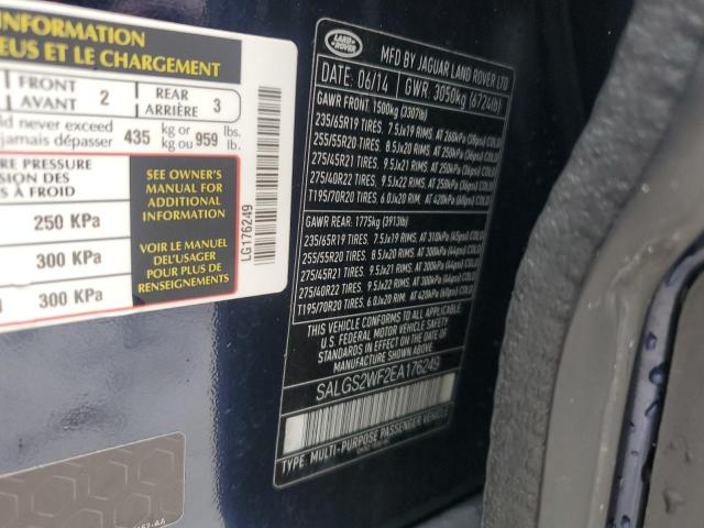 SALGS2WF2EA176249 - 2014 LAND ROVER RANGE ROVE HSE BLUE photo 14
