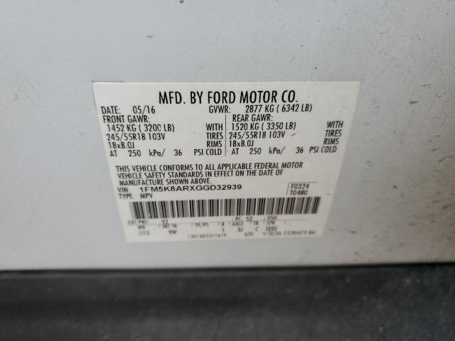 1FM5K8ARXGGD32939 - 2016 FORD EXPLORER POLICE INTERCEPTOR 双色 照片 14