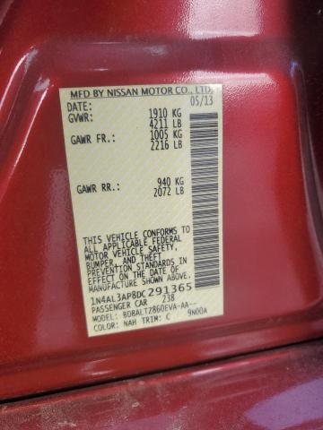 1N4AL3AP8DC291365 - 2013 NISSAN ALTIMA 2.5 RED photo 12