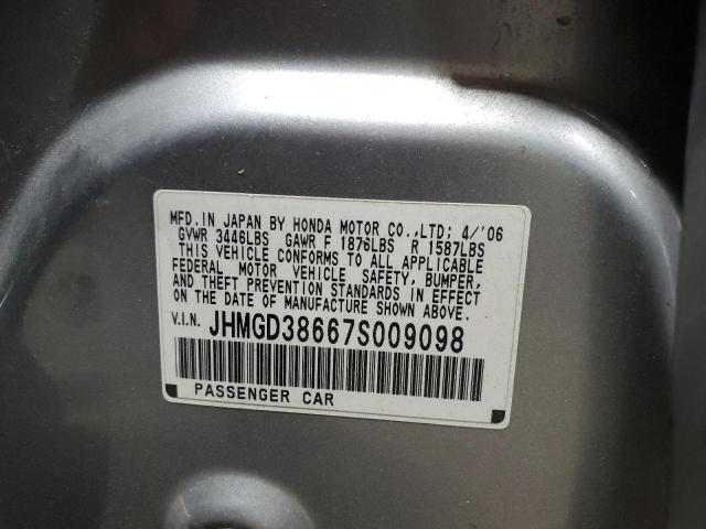 JHMGD38667S009098 - 2007 HONDA FIT S 银色 照片 12