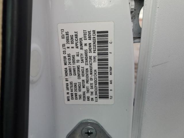 JH4CU2F40DC012434 - 2013 ACURA TSX WHITE photo 12