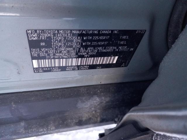 2T3P1RFV7NW251040 - 2022 TOYOTA RAV4 XLE GRAY photo 12