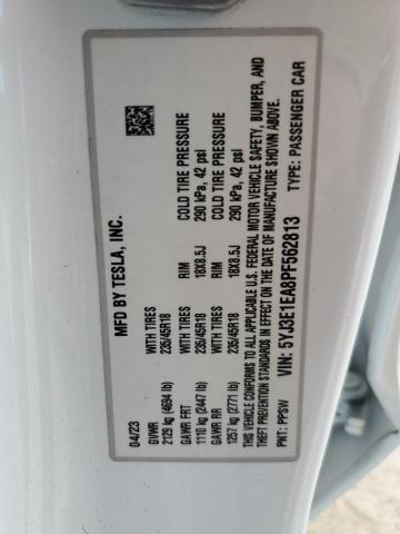 5YJ3E1EA8PF562813 - 2023 TESLA MODEL 3 WHITE photo 12
