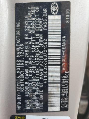 4T1BE32K86U721562 - 2006 TOYOTA CAMRY LE 金色 照片 12