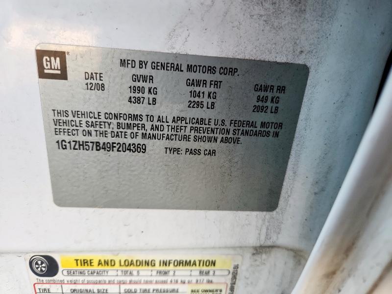 1G1ZH57B49F204369 - 2009 CHEVROLET MALIBU 1LT თეთრი ფოტო 12