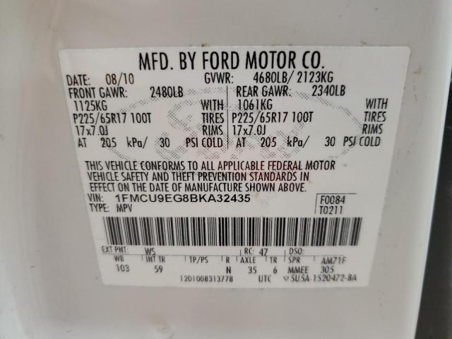 1FMCU9EG8BKA32435 - 2011 FORD ESCAPE LIMITED WHITE photo 13