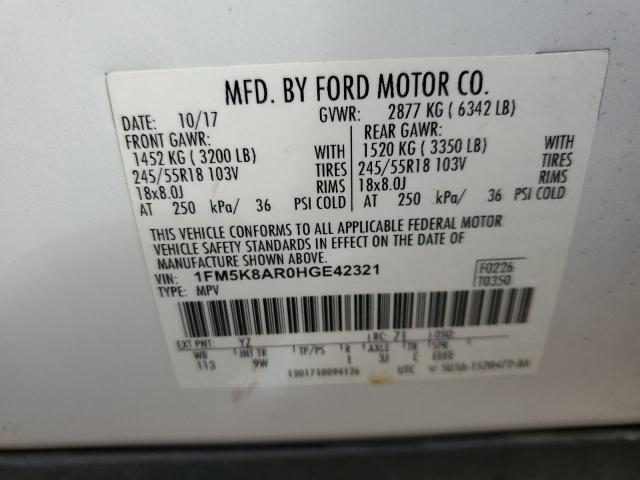 1FM5K8AR0HGE42321 - 2017 FORD EXPLORER POLICE INTERCEPTOR 白色 照片 13