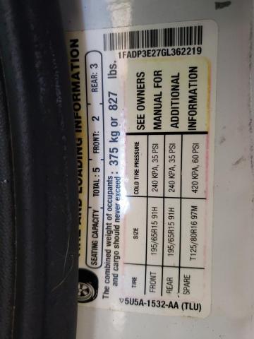 1FADP3E27GL362219 - 2016 FORD FOCUS S თეთრი ფოტო 12