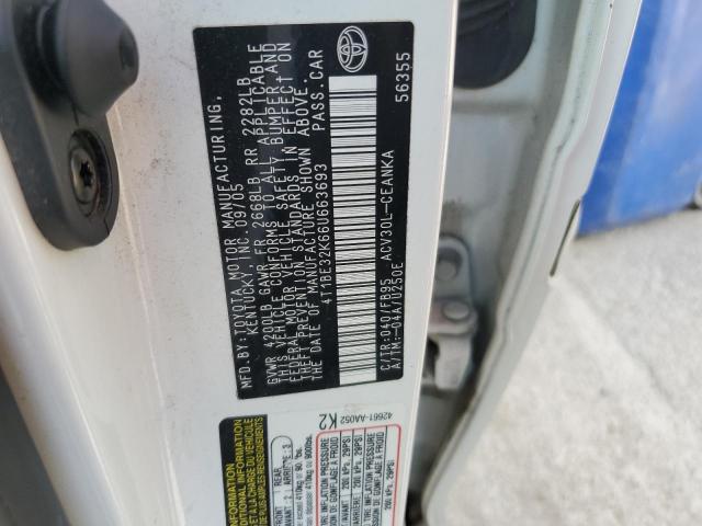 4T1BE32K66U663693 - 2006 TOYOTA CAMRY LE WHITE photo 12