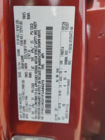 1FMCU9GX1FUA89275 - 2015 FORD ESCAPE SE RED photo 13