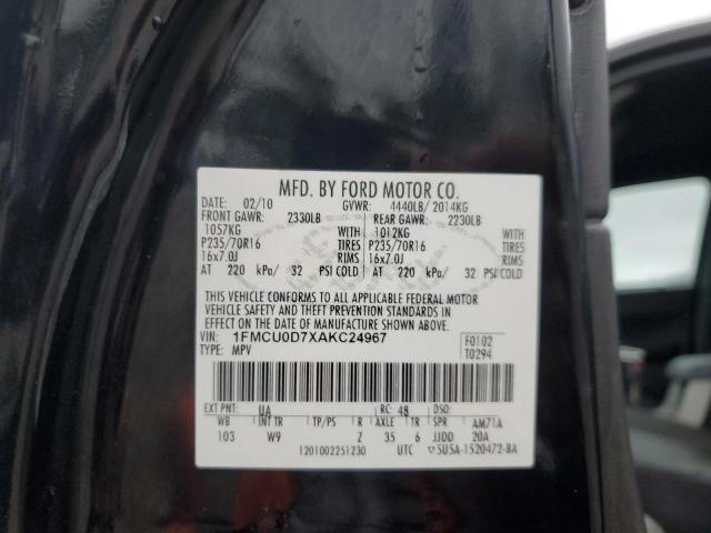 1FMCU0D7XAKC24967 - 2010 FORD ESCAPE XLT Czarny zdjęcie 13