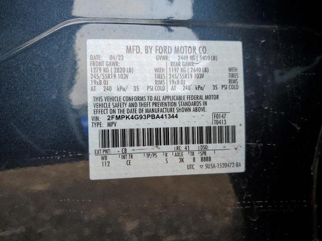 2FMPK4G93PBA41344 - 2023 FORD EDGE SE GRAY photo 12