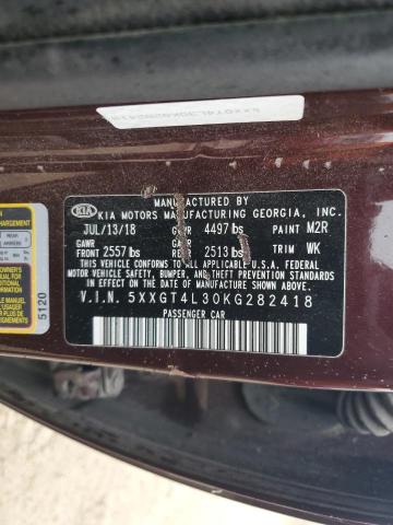 5XXGT4L30KG282418 - 2019 KIA OPTIMA LX Фиолетовый фото 12