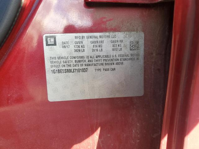 1G1BE5SMXJ7101037 - 2018 CHEVROLET CRUZE LT წითელი ფოტო 12