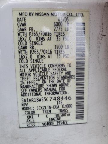 5N1AR18W55C748446 - 2005 NISSAN PATHFINDER LE WHITE photo 13