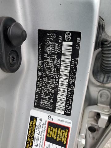 4T1BF1FK2CU053135 - 2012 TOYOTA CAMRY BASE SILVER photo 12