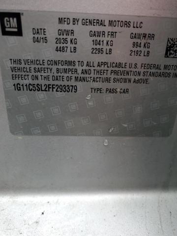 1G11C5SL2FF293379 - 2015 CHEVROLET MALIBU 1LT Gümüş foto 12