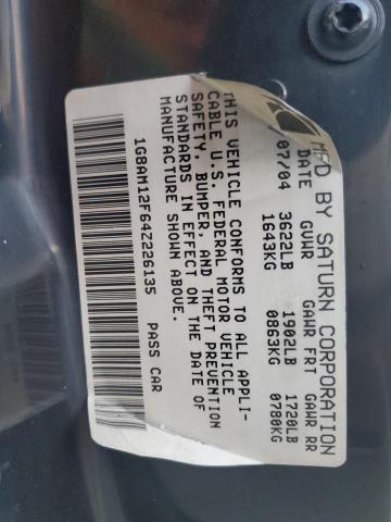 1G8AM12F64Z226135 - 2004 SATURN ION LEVEL 2 BLACK photo 12