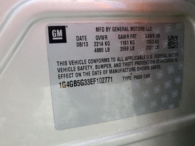 1G4GB5G33EF102771 - 2014 BUICK LACROSSE GOLD photo 13