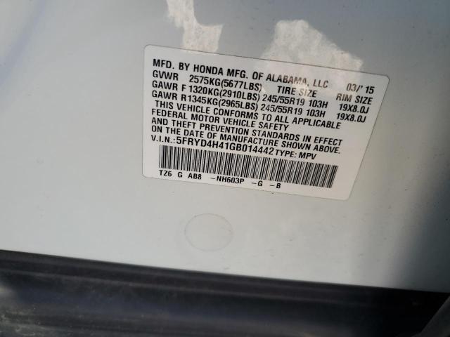 5FRYD4H41GB014442 - 2016 ACURA MDX TECHNOLOGY Weiß Foto 14