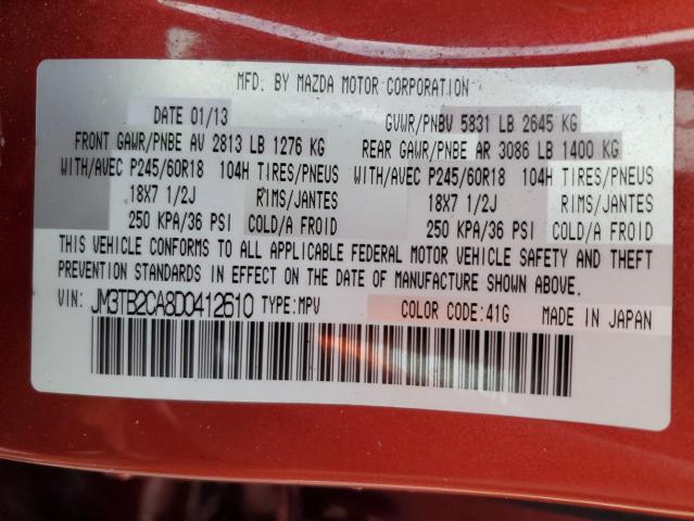 JM3TB2CA8D0412610 - 2013 MAZDA CX-9 TOURING 红色 照片 14