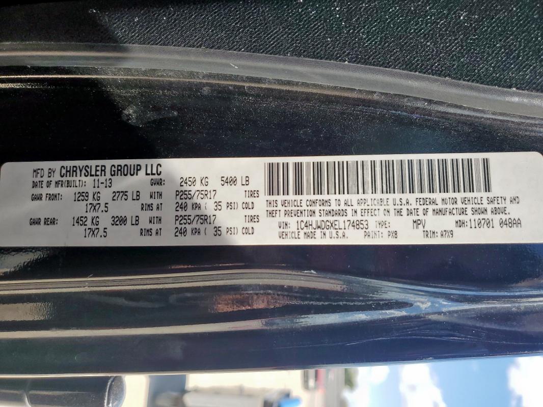 1C4HJWDGXEL174853 - 2014 JEEP WRANGLER U SPORT Սև լուսանկար 13