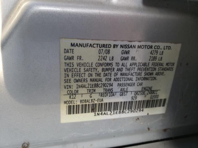 1N4AL21E88C290294 - 2008 NISSAN ALTIMA 2.5 GRAY photo 12