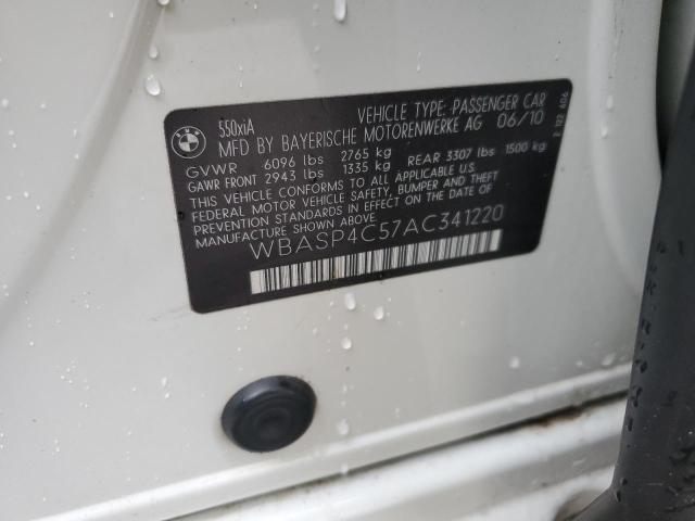 WBASP4C57AC341220 - 2010 BMW 550 XIGT WHITE photo 12