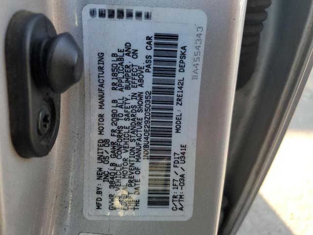 1NXBU40E29Z050352 - 2009 TOYOTA COROLLA BASE Сріблястий фото 13