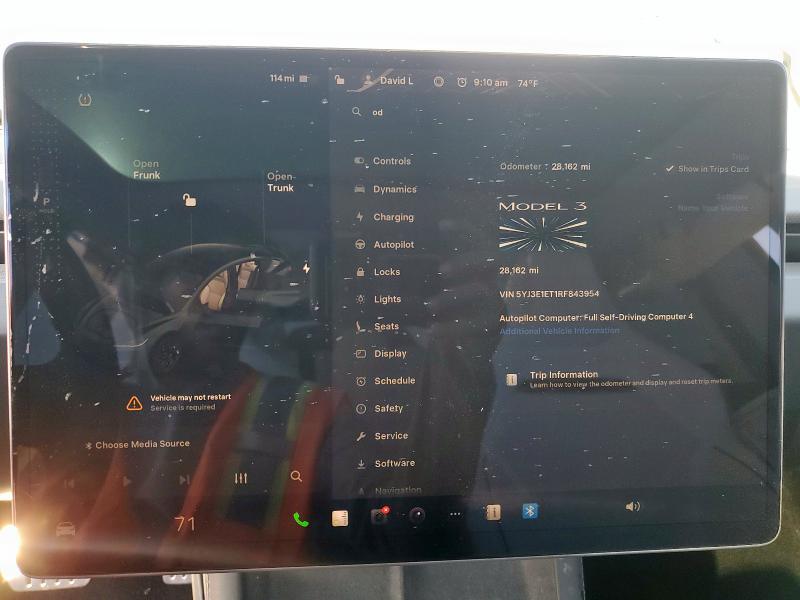 5YJ3E1ET1RF843954 - 2024 TESLA MODEL 3 Серый фото 9