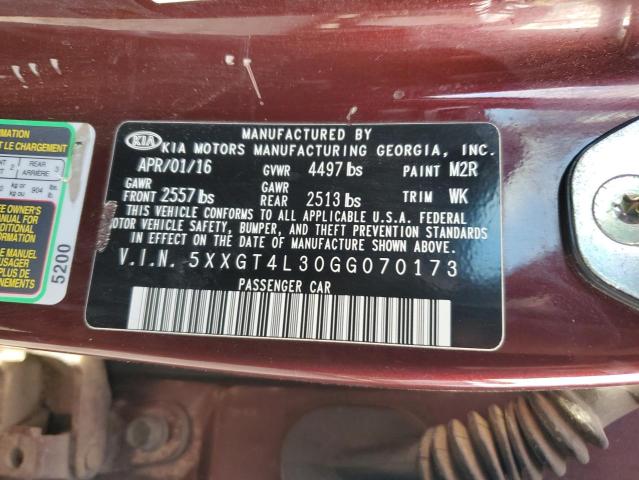 5XXGT4L30GG070173 - 2016 KIA OPTIMA LX BURGUNDY photo 13