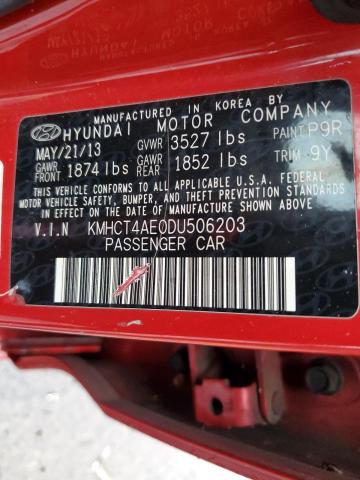 KMHCT4AE0DU506203 - 2013 HYUNDAI ACCENT GLS RED photo 12