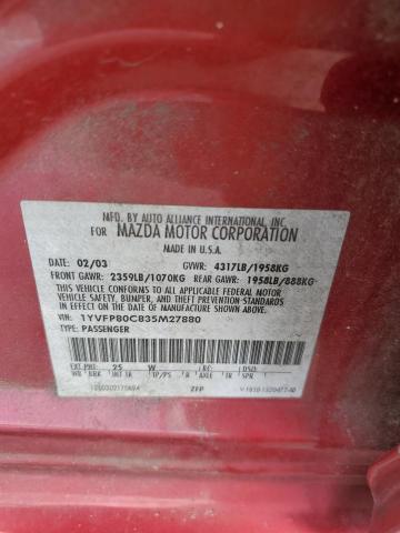 1YVFP80C835M27880 - 2003 MAZDA 6 I Qırmızı foto 12