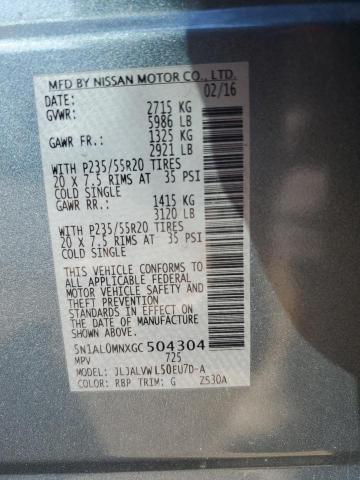 5N1AL0MNXGC504304 - 2016 INFINITI QX60 BLUE photo 12