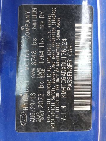 KMHTC6ADXDU176024 - 2013 HYUNDAI VELOSTER ლურჯი ფოტო 12