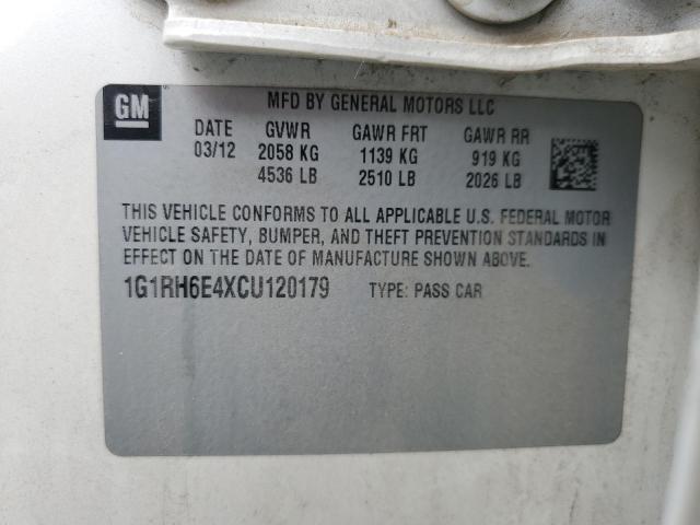 1G1RH6E4XCU120179 - 2012 CHEVROLET VOLT თეთრი ფოტო 12