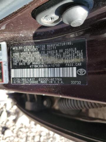 4T1BK3DB7BU410799 - 2011 TOYOTA AVALON BASE Марун фото 12