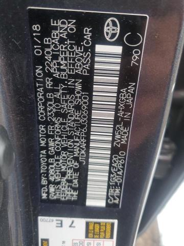 JTDKARFP6J3069001 - 2018 TOYOTA PRIUS PRIM 灰色 照片 13