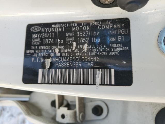 KMHCU4AE5CU064546 - 2012 HYUNDAI ACCENT GLS أبيض صورة 12