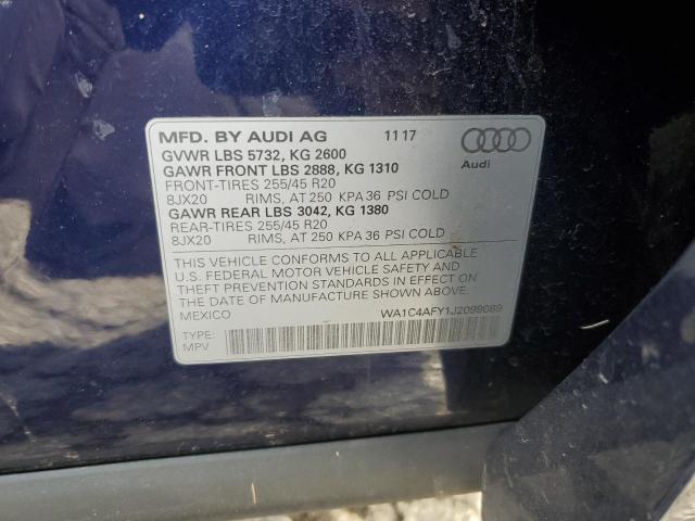 WA1C4AFY1J2099089 - 2018 AUDI SQ5 PRESTIGE BLUE photo 13