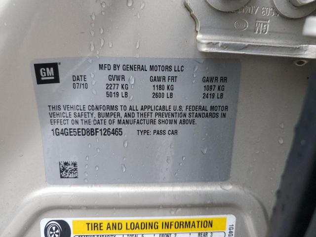 1G4GE5ED8BF126465 - 2011 BUICK LACROSSE CXS BEIGE photo 12