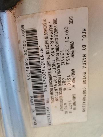 JM1NB353320221986 - 2002 MAZDA MX-5 MIATA BASE SILVER photo 12