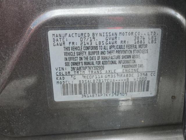 3N1AB7AP7KY392909 - 2019 NISSAN SENTRA S GRAY photo 13