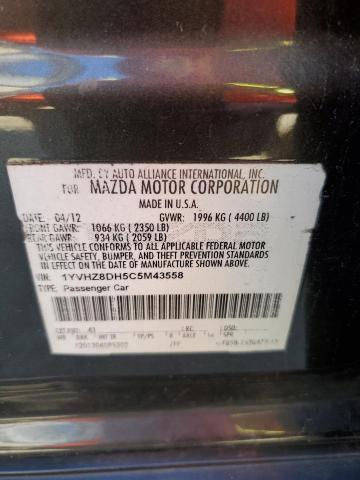 1YVHZ8DH5C5M43558 - 2012 MAZDA 6 I CHARCOAL photo 12