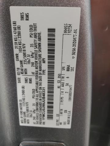 1FMCU0J99JUB48331 - 2018 FORD ESCAPE TITANIUM SILVER photo 14