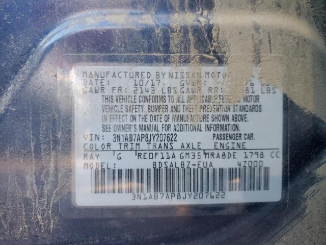 3N1AB7AP8JY207622 - 2018 NISSAN SENTRA S Mavi fotoğraf 12