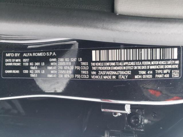 ZASFAKBN4J7B64282 - 2018 ALFA ROMEO STELVIO TI BLACK photo 12