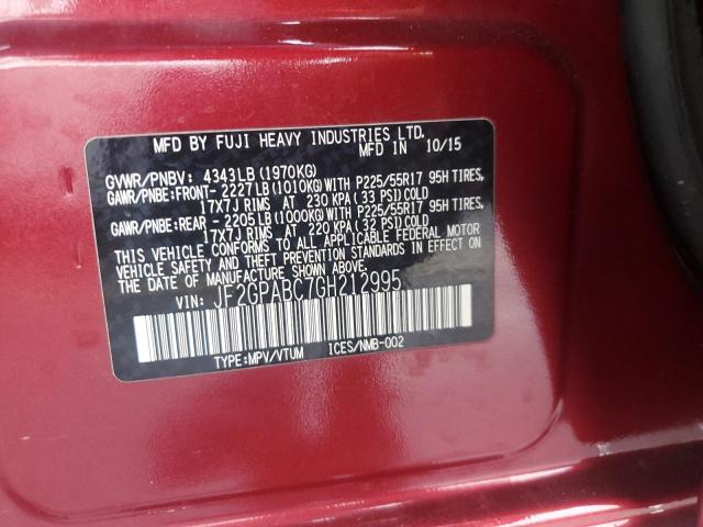 JF2GPABC7GH212995 - 2016 SUBARU CROSSTREK PREMIUM RED photo 13