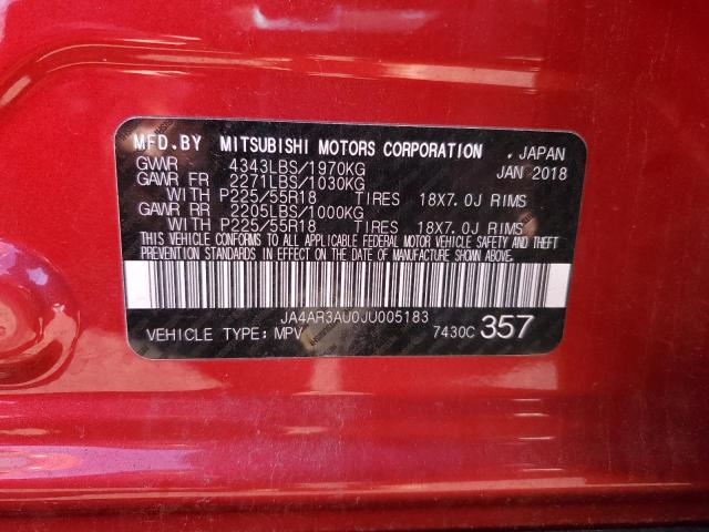 JA4AR3AU0JU005183 - 2018 MITSUBISHI OUTLANDER ES RED photo 13