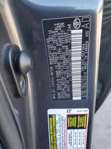 2T1BU4EE6AC421088 - 2010 TOYOTA COROLLA BASE Szary zdjęcie 12